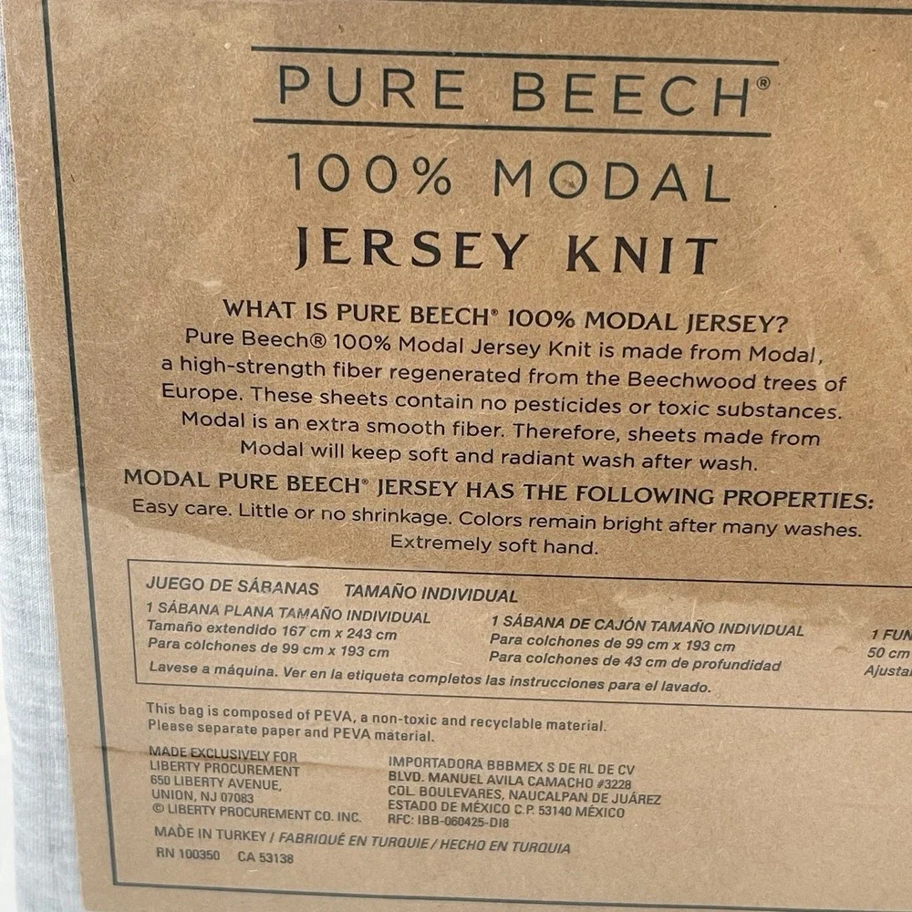 Pure Beech Modal Jersey Knit Twin Sheet Set Grey Soft HTF Discontinued NIP